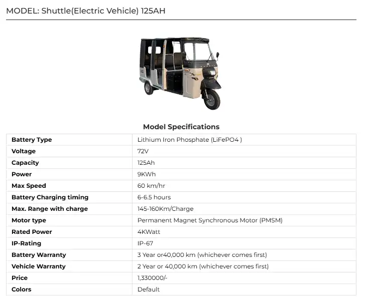 Shuttle Electric Vehicle 2025 