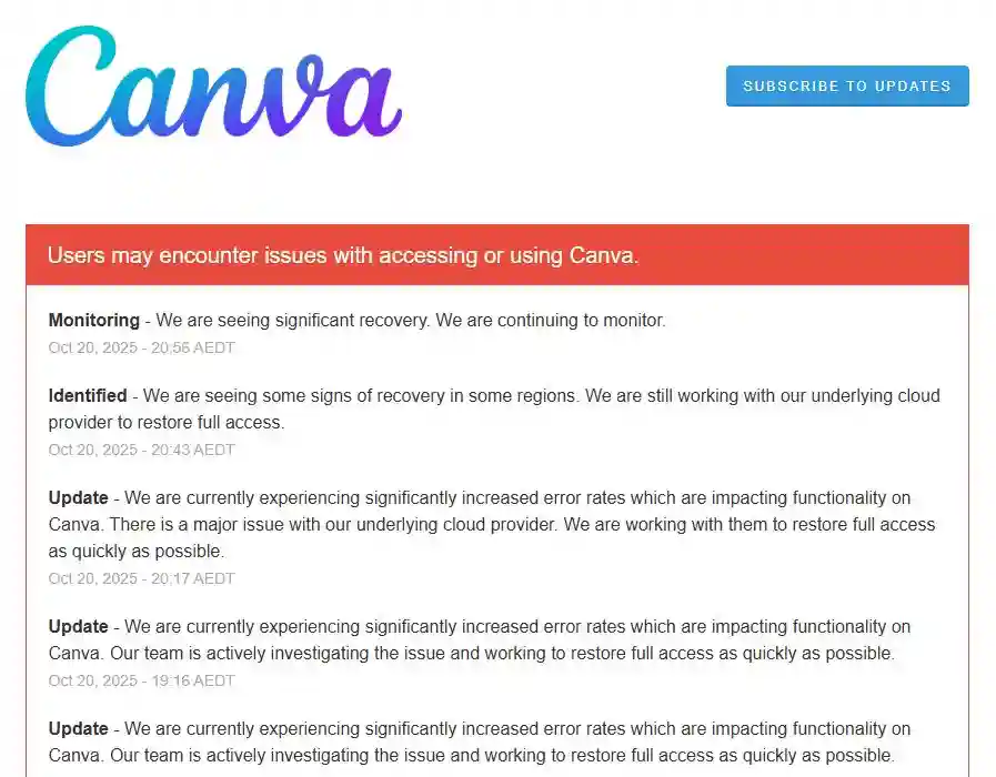 Canva outage 2025