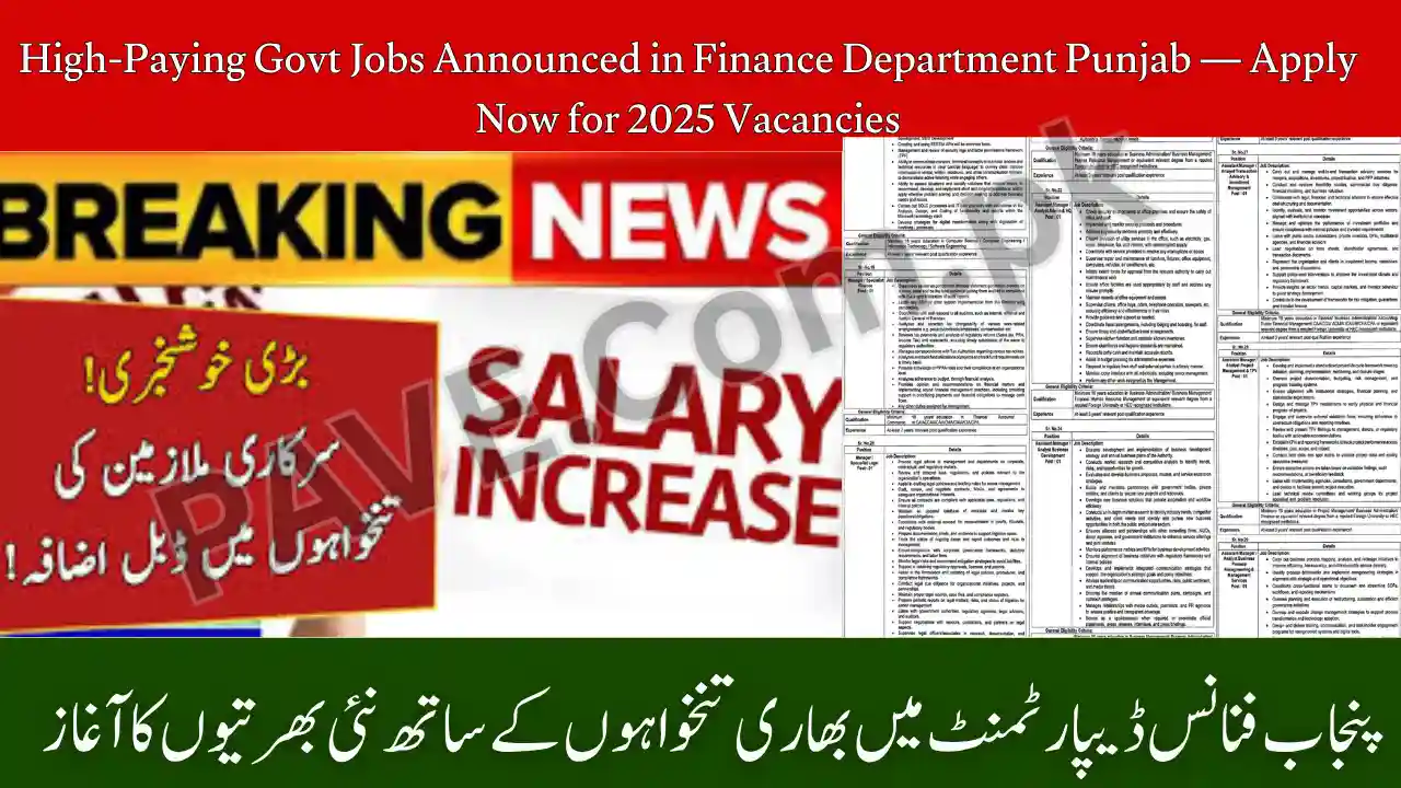 High-Paying Govt Jobs Announced in Finance Department Punjab