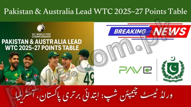 ICC World Test Championship 2025–2027 Points Table – Pakistan & Australia Lead the Rankings 9 ICC World Test Championship 2025–2027 Points Table