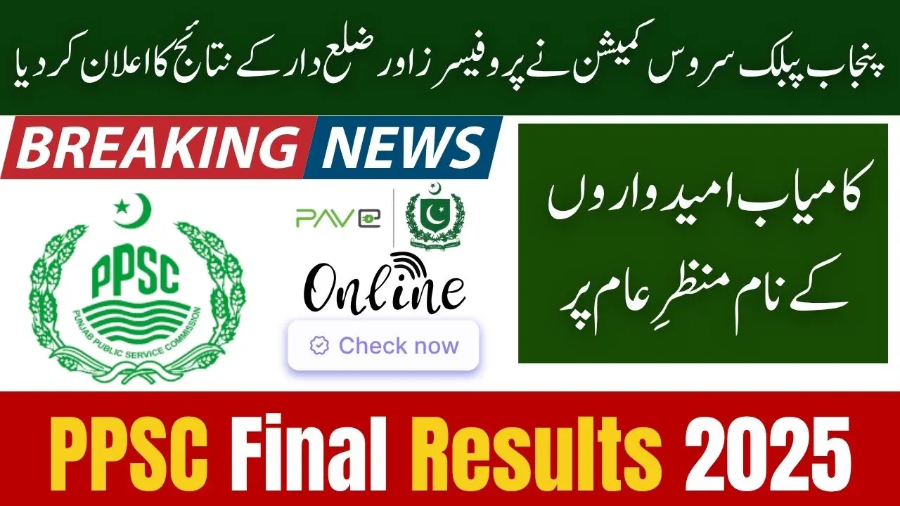 PPSC Announces Final Results for Professors and Zilladar Posts