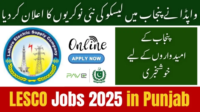 WAPDA Announces New LESCO Jobs 2025 in Punjab