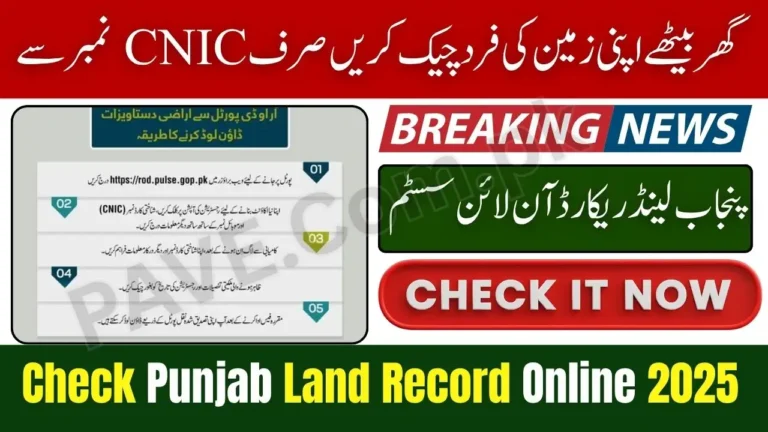 Land Record Punjab Online Check by CNIC 2025
