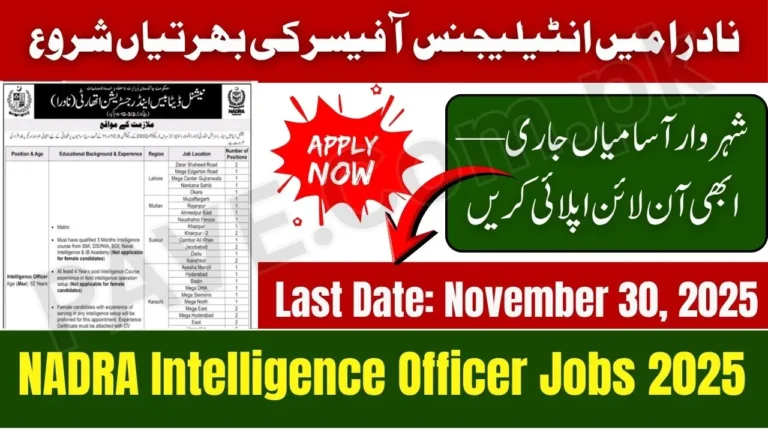 NADRA Announces Intelligence Officer Jobs 2025 Across Pakistan