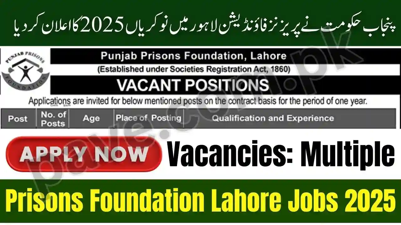Punjab Govt Announces Prisons Foundation Lahore Jobs 2025 – Finance, Sales & PCO Operator Posts 1 Punjab Govt Announces Prisons Foundation Lahore Jobs 2025