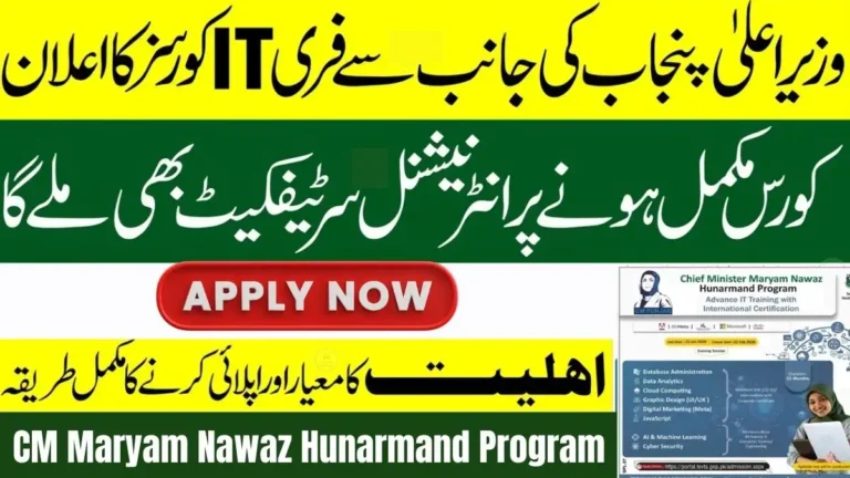 CM Maryam Nawaz Hunarmand Program Offers Free IT Training in Punjab