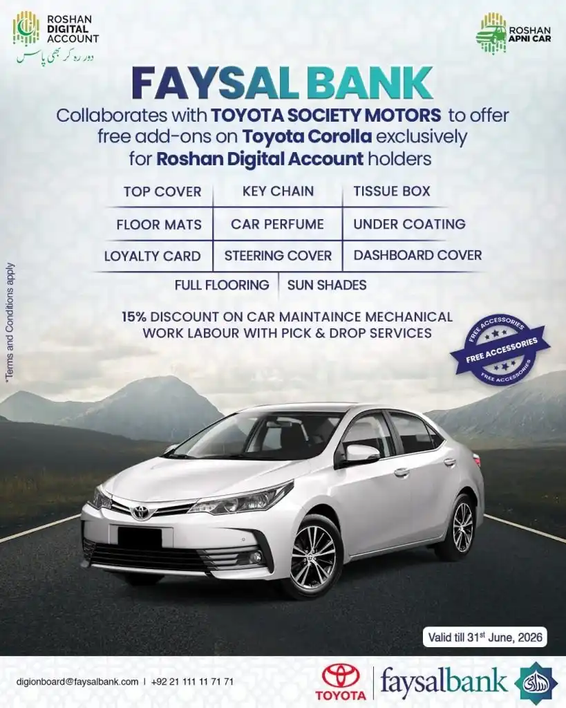 Faysal Bank Announces 15% Toyota Car Maintenance Discount