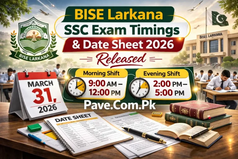 BISE Larkana SSC Exam Timings & Date Sheet 2026 Released