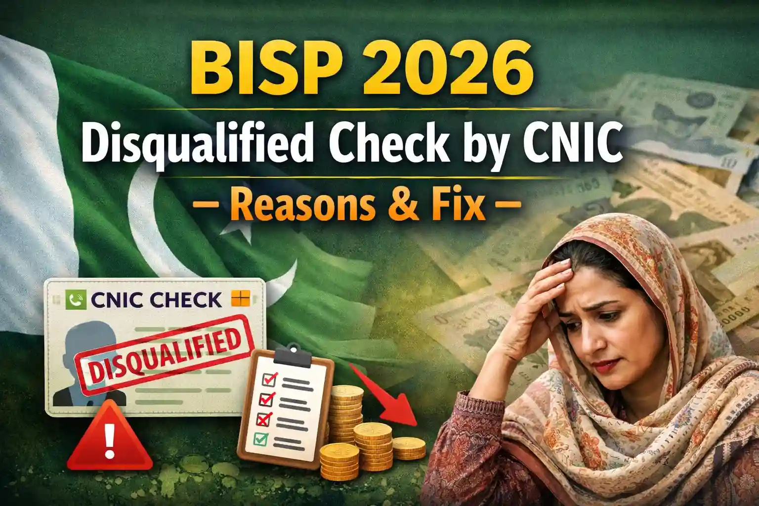 BISP 2026 Disqualified Check by CNIC – Reasons & Fix 1 BISP 2026 Disqualified Check by CNIC – Reasons & Fix