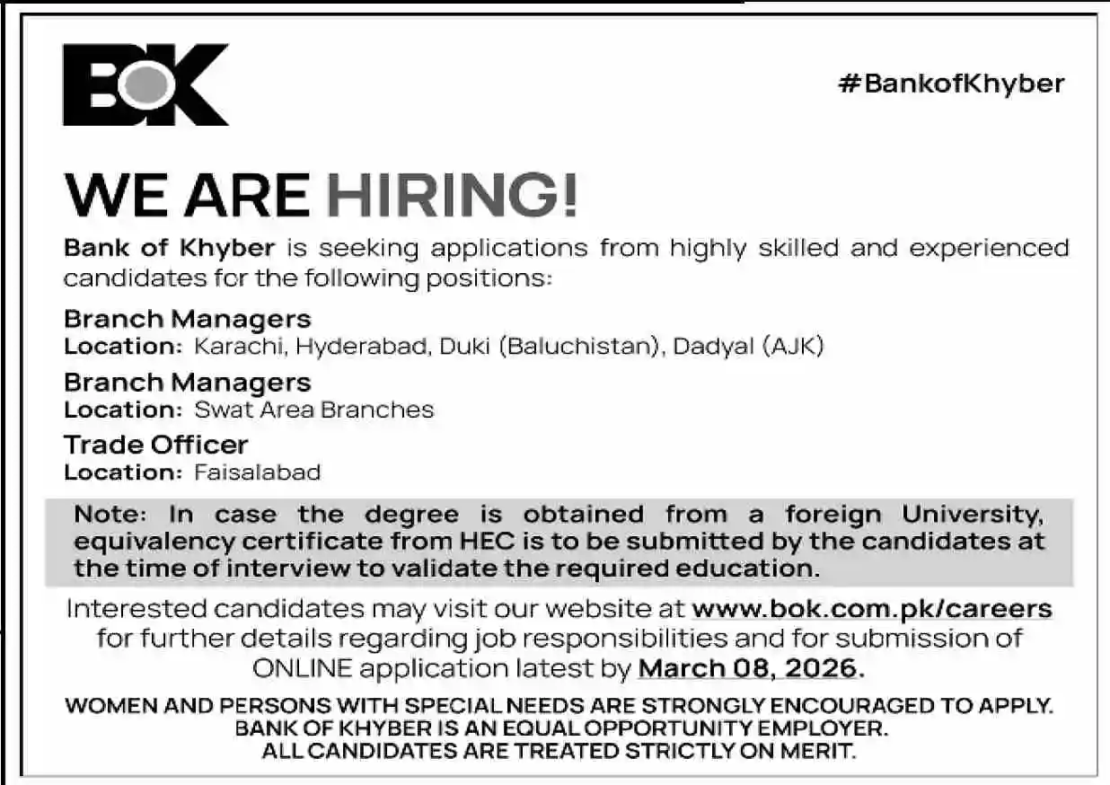 Bank of Khyber Jobs 2026 for Branch Managers and Trade Officer Apply Online 1 Bank of Khyber Jobs 2026 for Branch Managers and Trade Officer Apply Online