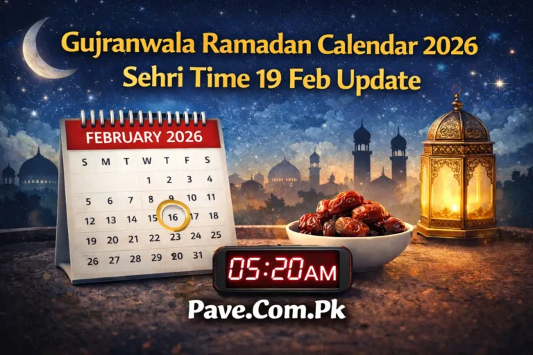 Gujranwala Ramadan Calendar 2026 – Sehri Time 19 Feb Update
