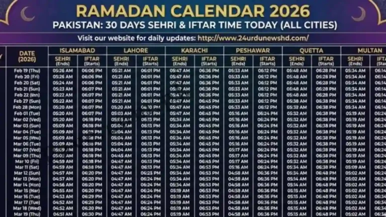 Ramadan Timetable 2026 – Sehri & Iftar Time Schedule for Pakistan 7 Ramadan Timetable 2026 – Sehri & Iftar Time Schedule for Pakistan