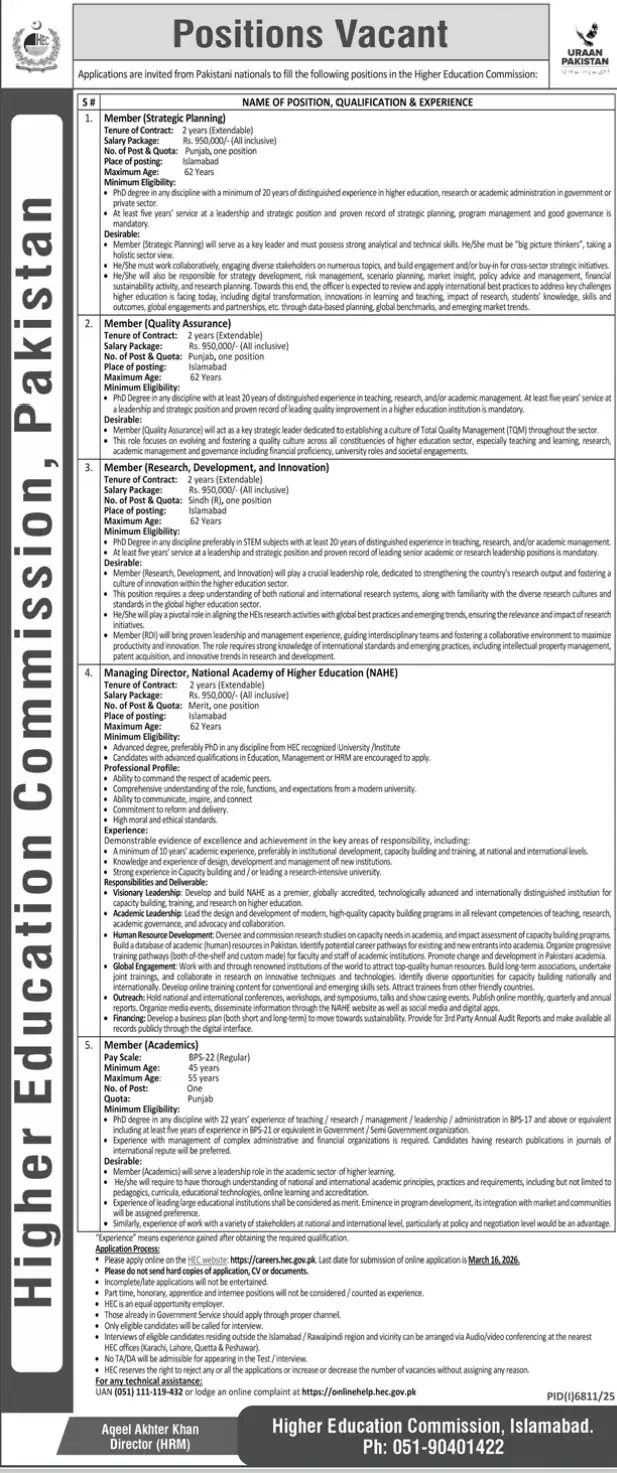 HEC Pakistan Jobs March 2026