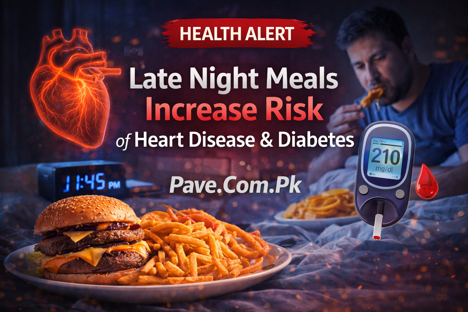Health Alert: Late Night Meals Increase Risk of Heart Disease and Diabetes 1 Health Alert Late Night Meals Increase Risk of Heart Disease and Diabetes