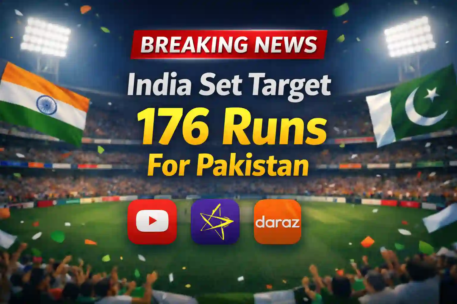 India Set Target 176 Runs For Pakistan
