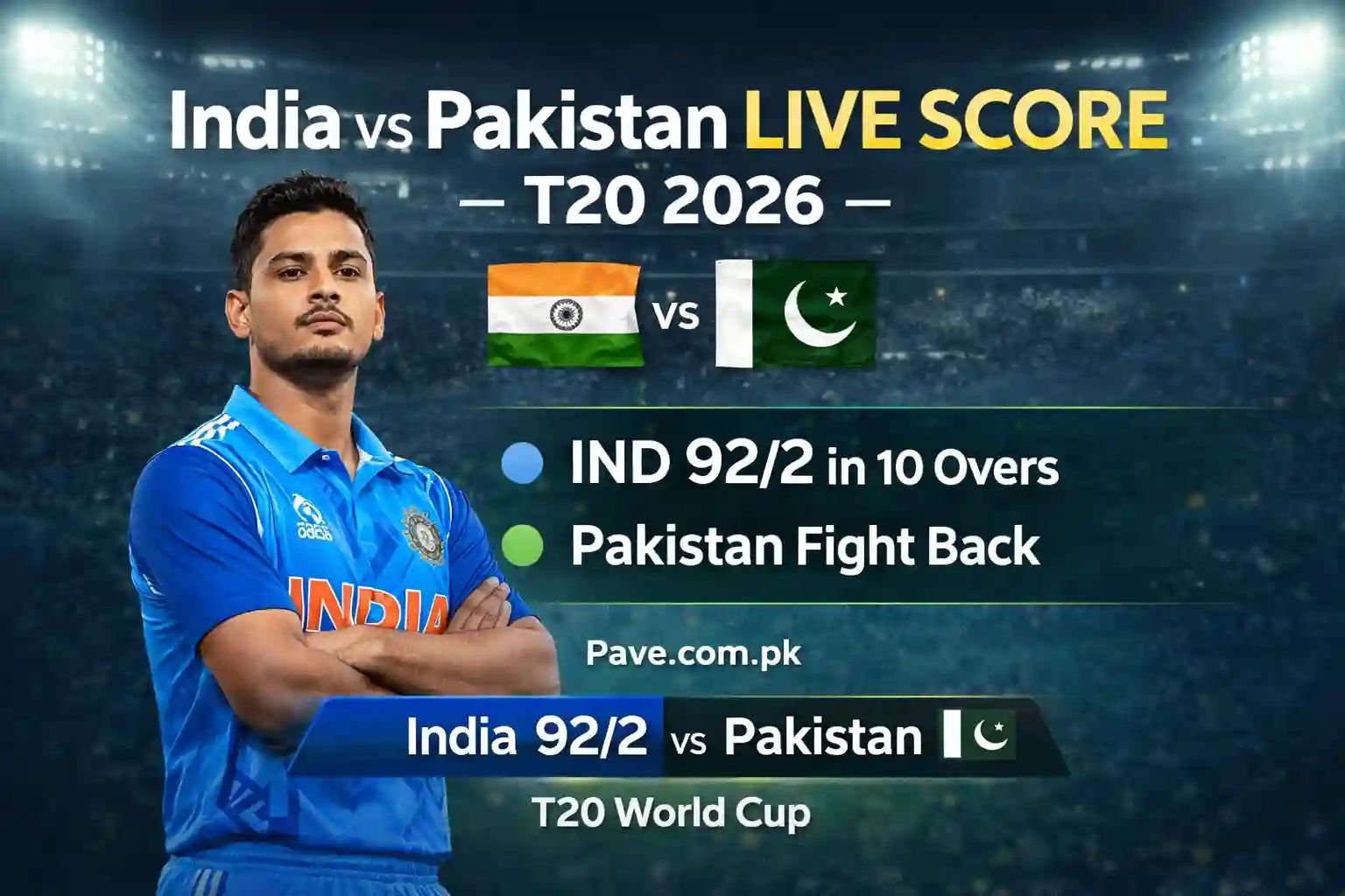 India vs Pakistan Live Score – IND vs PAK T20 2026 Update
