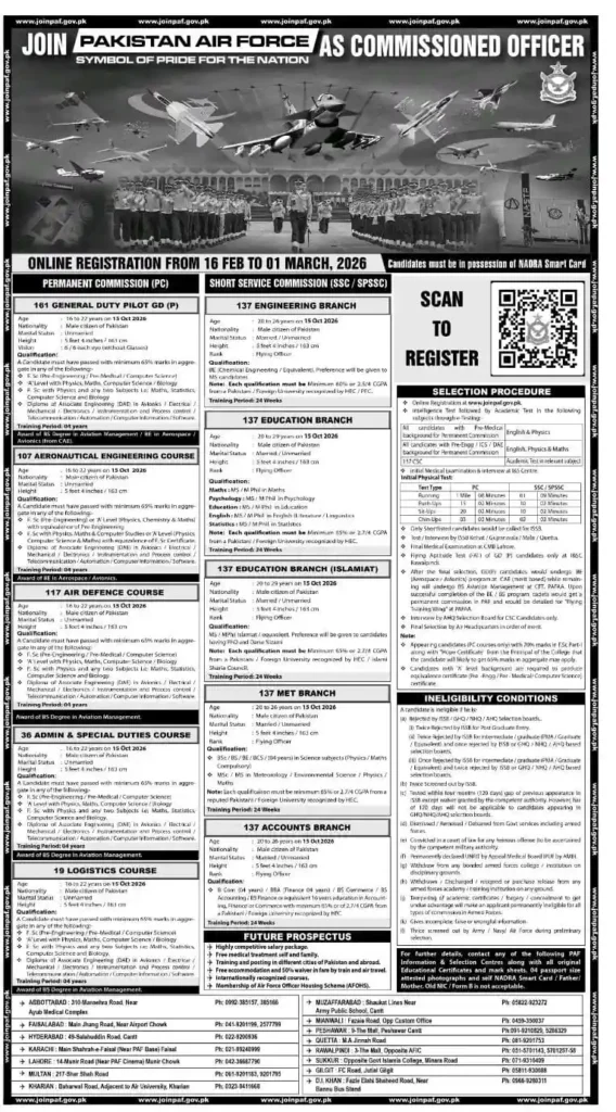 Join PAF as Commissioned Officer in 2026