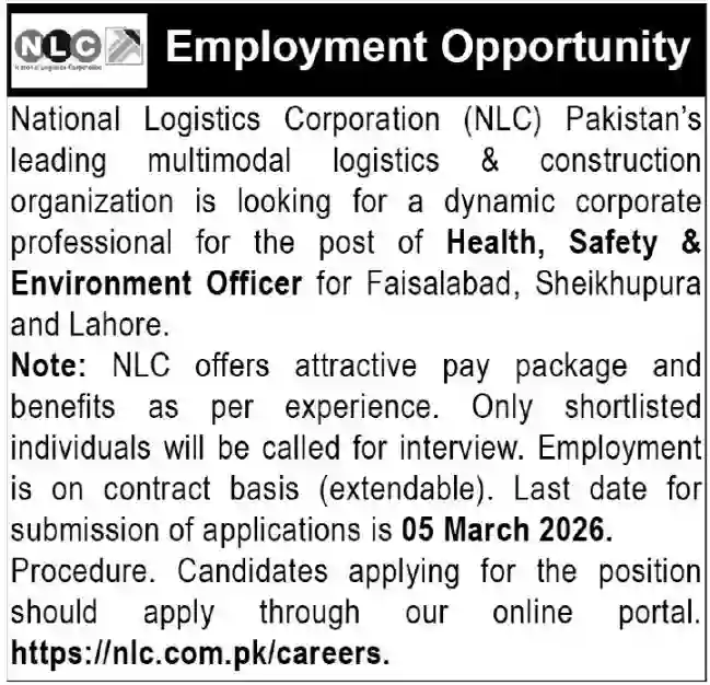 National Logistics Corporation NLC Jobs 2026 Latest Advertisement