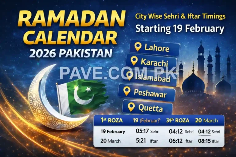 Ramadan Calendar 2026 Pakistan – Complete Sehri & Iftar Timetable (Starting 19 February 2026)
