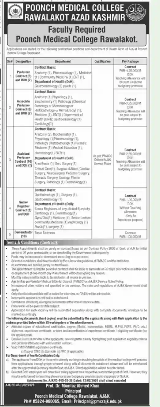 Rawalakot Medical College Jobs 2026 – Apply for Faculty Posts