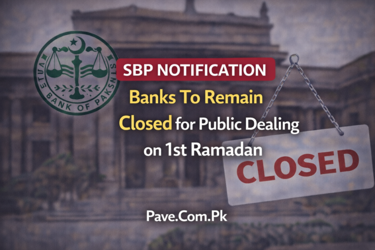SBP Notification – Banks To Remain Closed for Public Dealing on 1st Ramadan