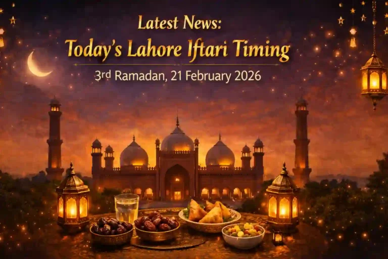 Latest News: Today’s Lahore Iftari Timing – 3rd Ramadan, 21 February 2026 4 Today’s Lahore Iftari Timing – 3rd Ramadan, 21 February 2026
