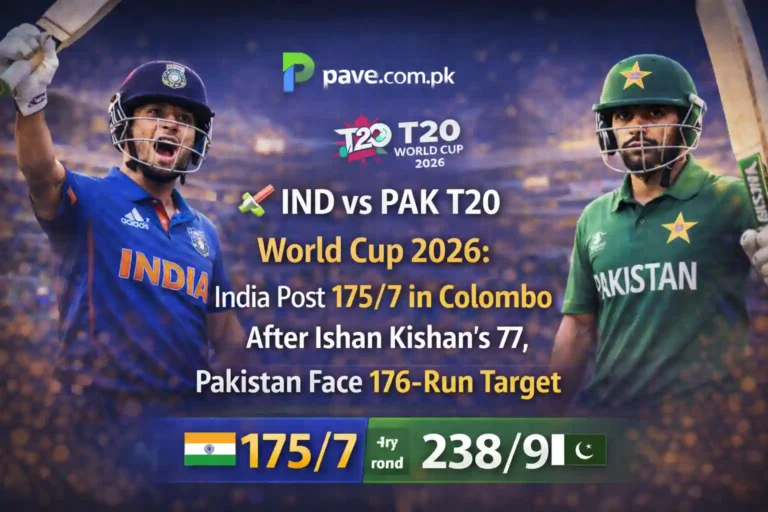 🏏 IND vs PAK T20 World Cup 2026: India Post 175/7 in Colombo After Ishan Kishan’s 77, Pakistan Face 176-Run Target