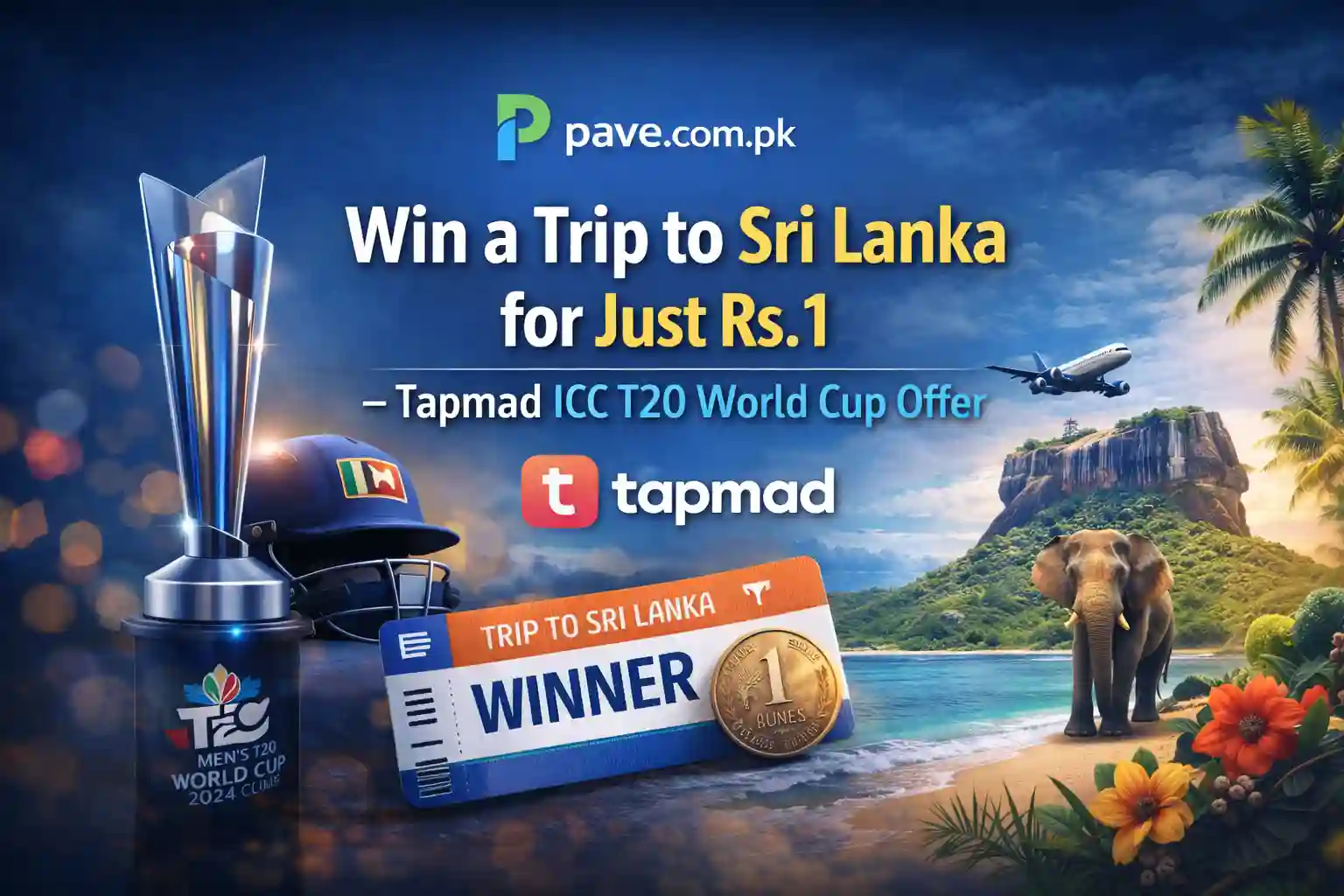 Win a Trip to Sri Lanka for Just Rs.1 – Tapmad ICC T20 World Cup Offer 1 Win a Trip to Sri Lanka for Just Rs.1 – Tapmad ICC T20 World Cup Offer