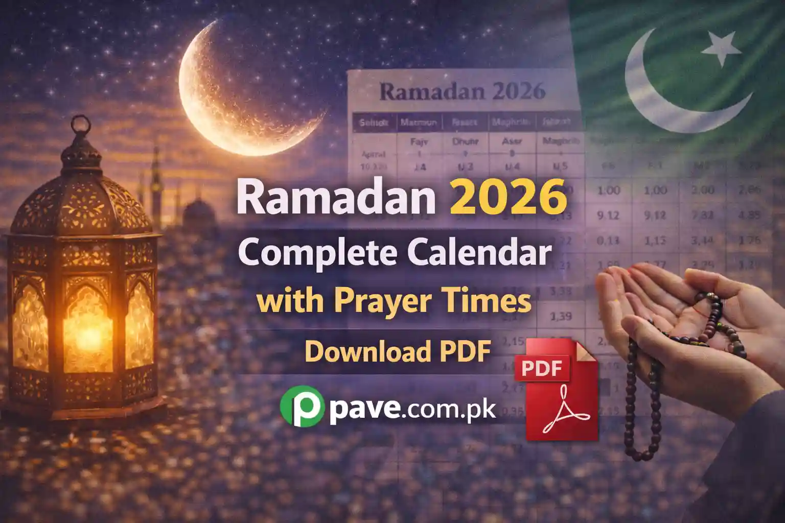 Ramadan 2026 Complete Calendar with Prayer Times – Download PDF