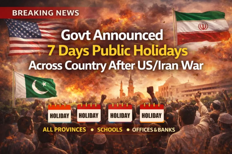 Govt Announced 7 Days Public Holidays Across Country After USIran War