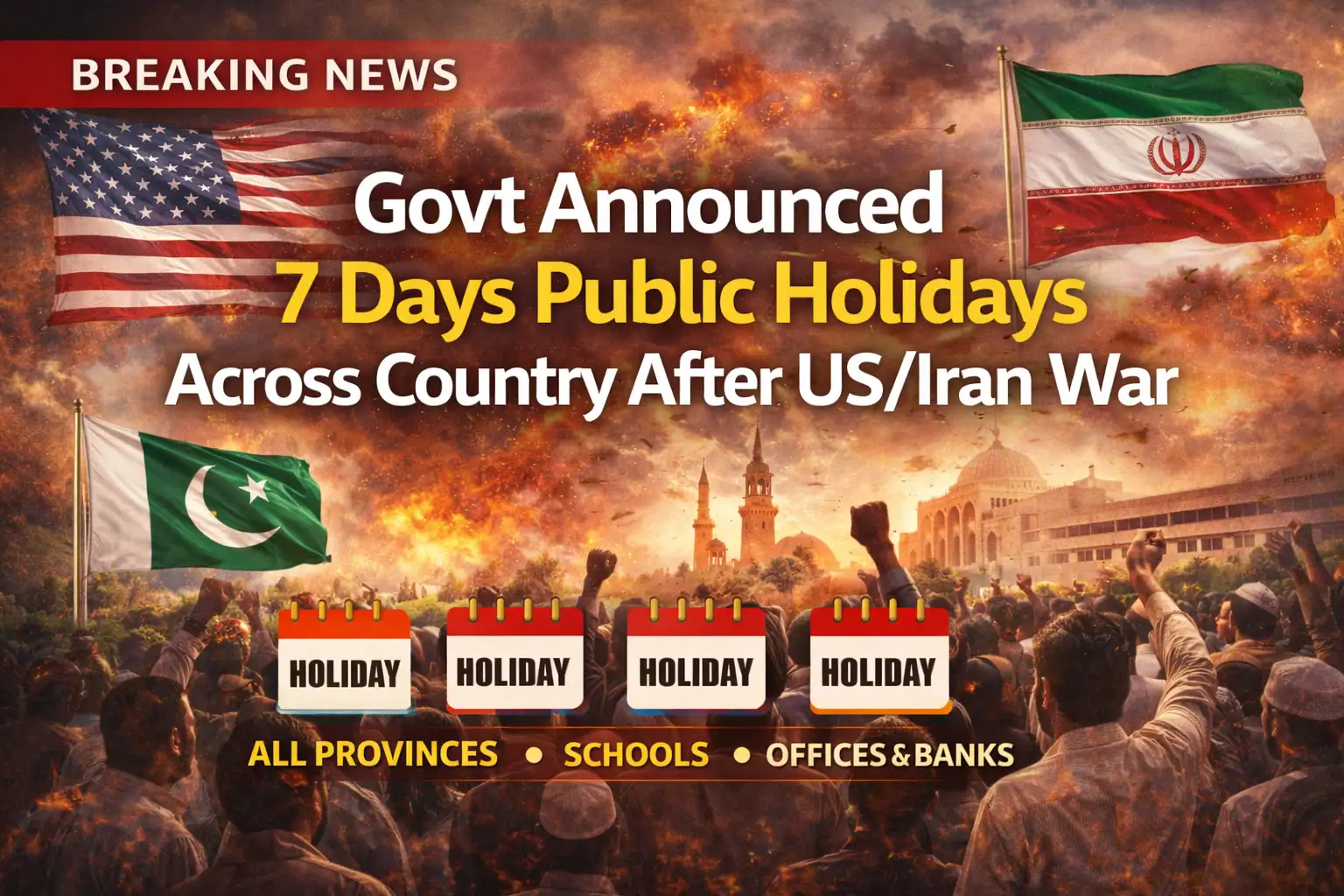 Govt Announced 7 Days Public Holidays Across Country After US/Iran War 1 Govt Announced 7 Days Public Holidays Across Country After USIran War