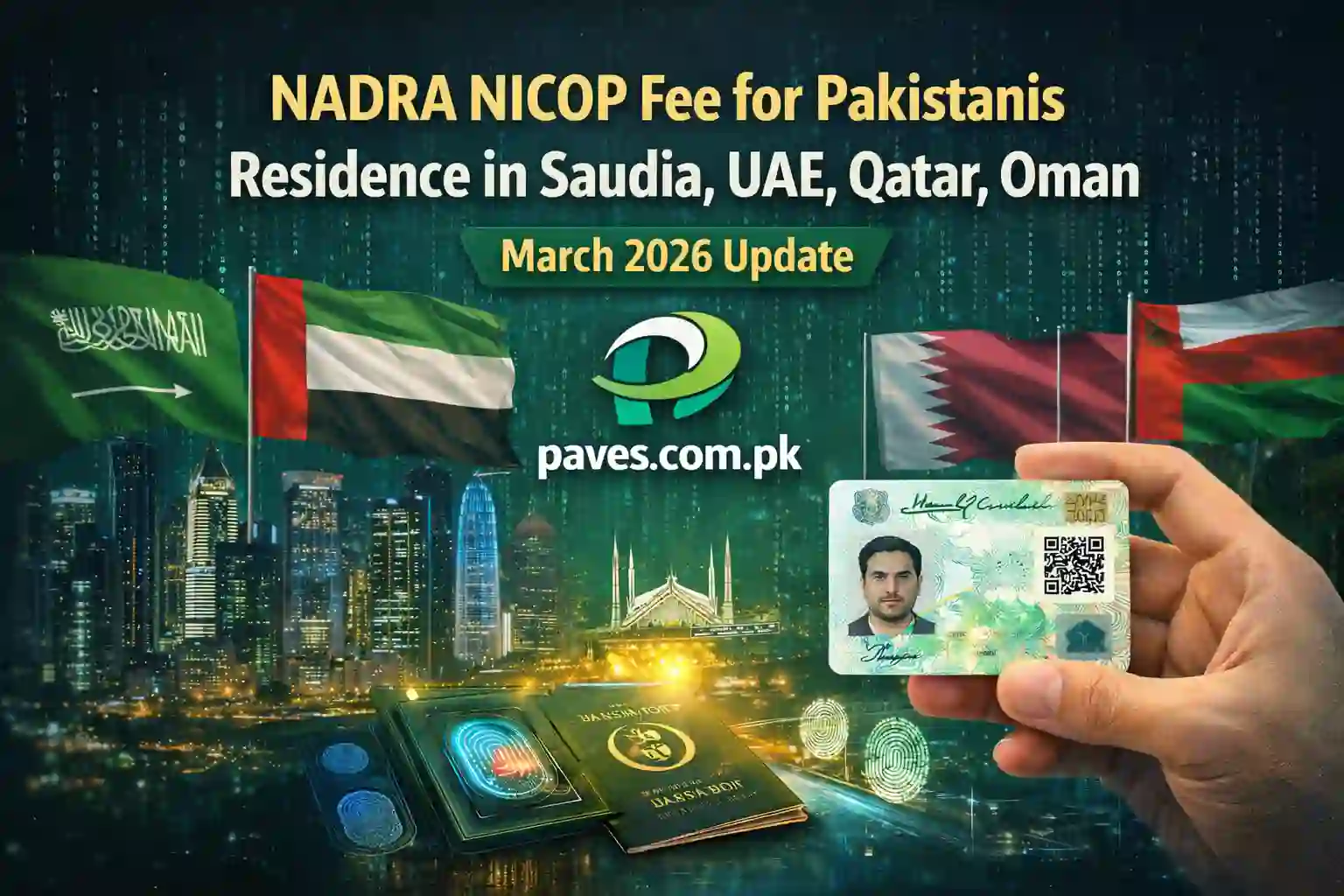 NADRA NICOP Fee for Pakistanis Residence in Saudia, UAE, Qatar, Oman March 2026 Update