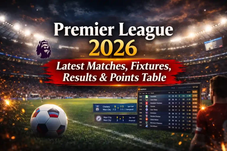 Premier League 2026 – Latest Matches, Fixtures, Results & Points Table 6 Premier League 2026 – Latest Matches, Fixtures, Results & Points Table
