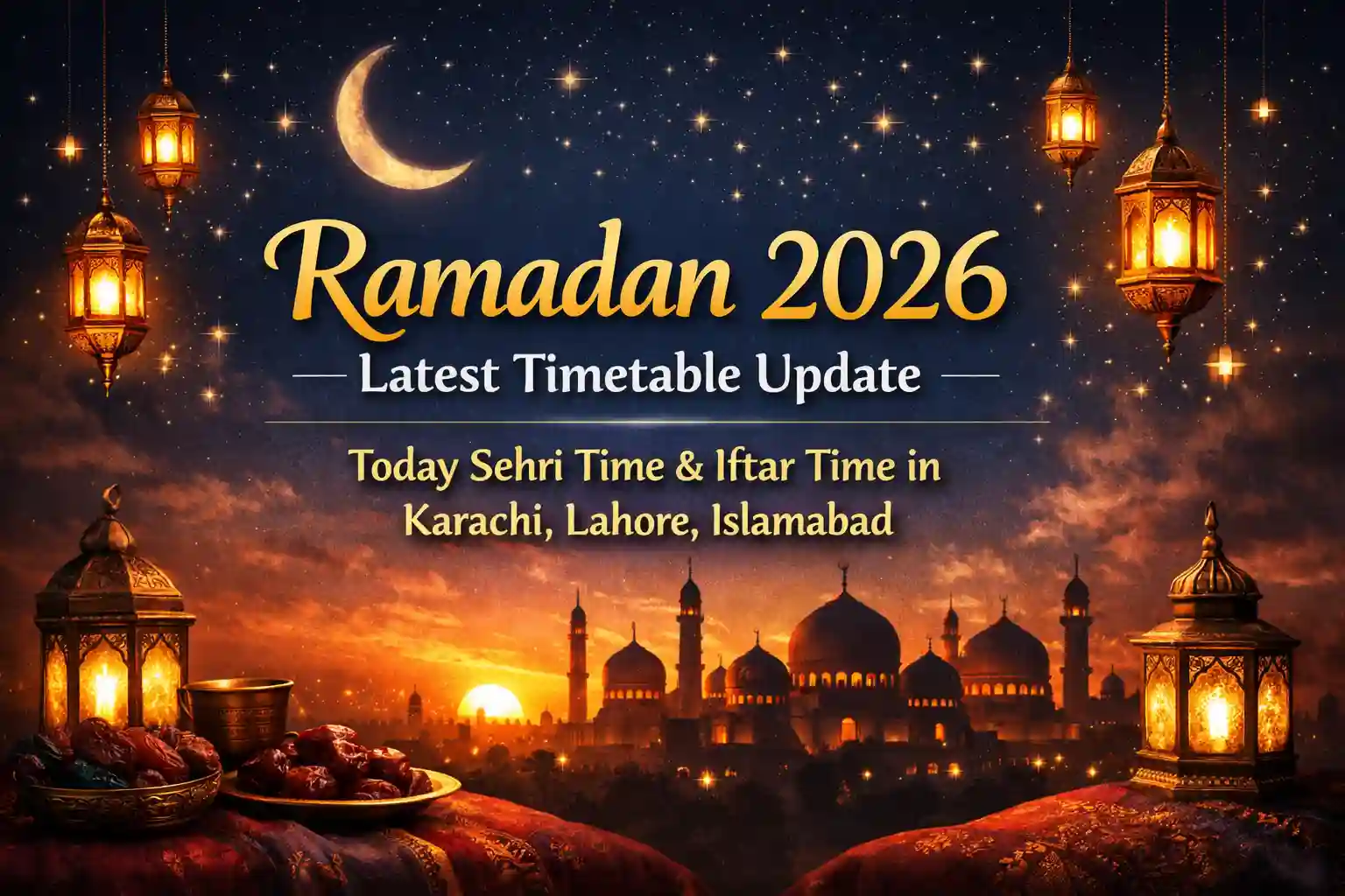 Ramadan 2026 Latest Timetable Update Today Sehri Time & Iftar Time in Karachi, Lahore, Islamabad