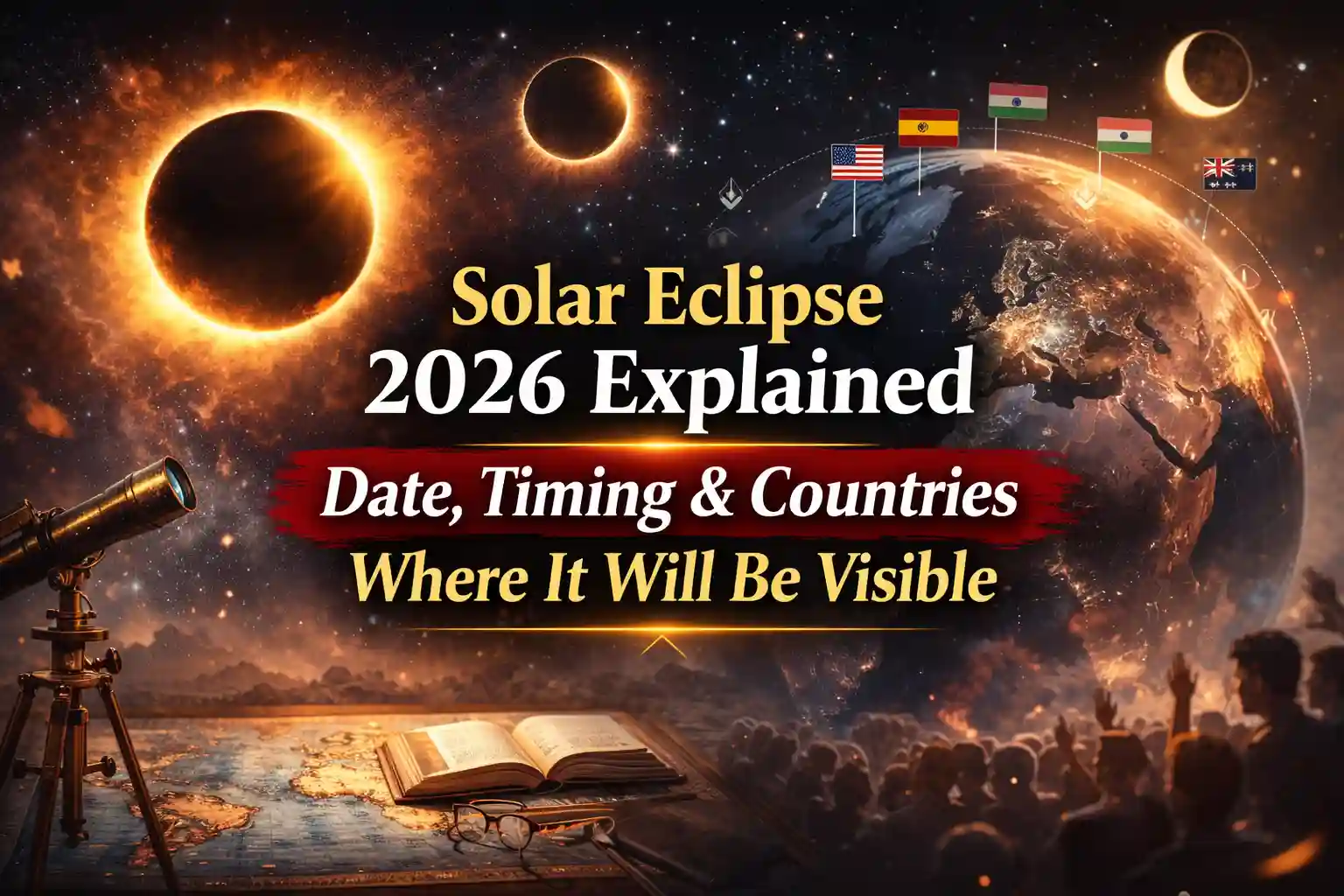 Solar Eclipse 2026 Explained | Date, Timing & Countries Where It Will Be Visible 1 Solar Eclipse 2026 Explained Date, Timing & Countries Where It Will Be Visible