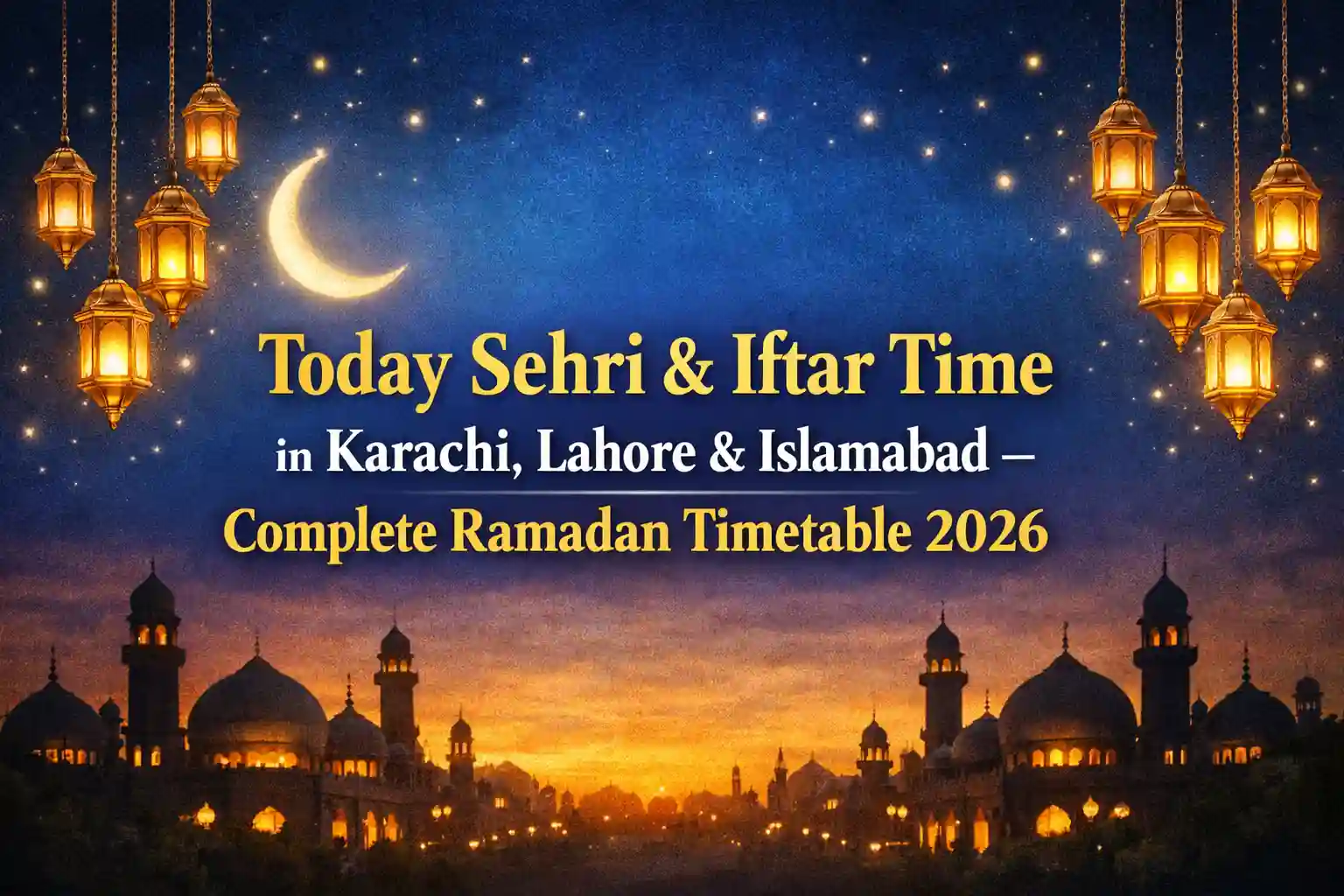 Today Sehri & Iftar Time in Karachi, Lahore & Islamabad – Complete Ramadan Timetable 2026 1 Today Sehri & Iftar Time in Karachi, Lahore & Islamabad – Complete Ramadan Timetable 2026