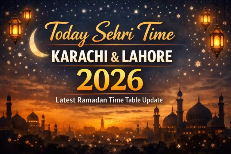 Today Sehri Time Karachi & Lahore 2026 Latest Ramadan Time Table Update